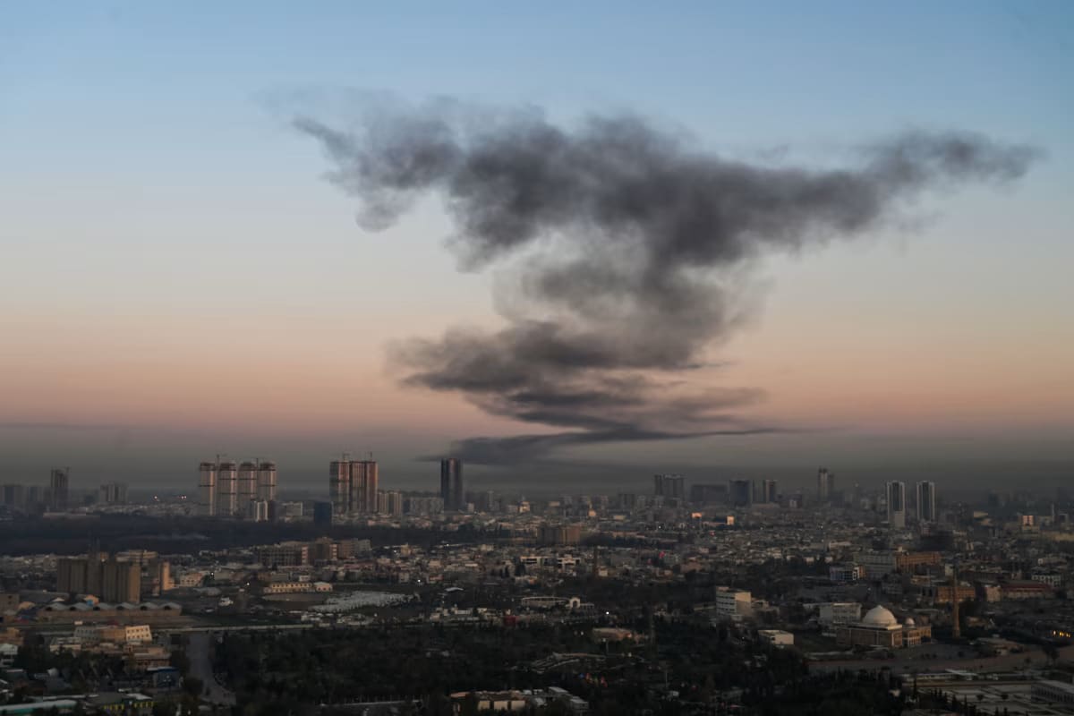 Smoke seen rising over erbil, iraq.
