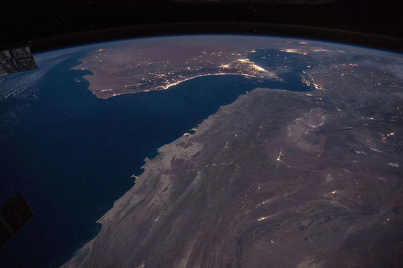 The red sea, gulf of oman, and straig of hormuz as photographed from the international space station.